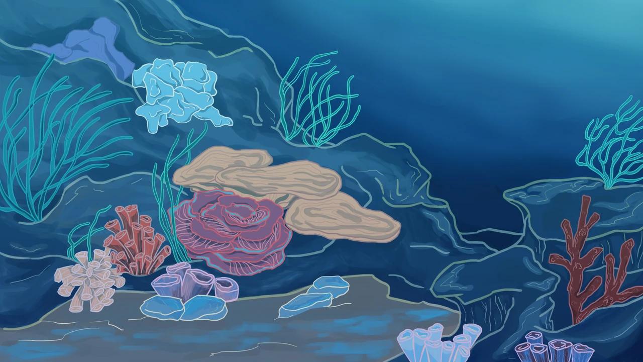 Painted underwater environment