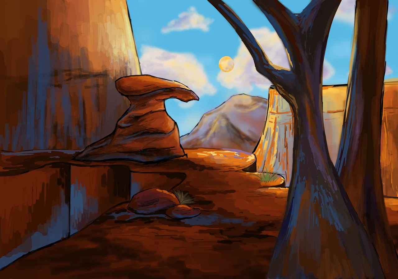 Rock formations environment painting