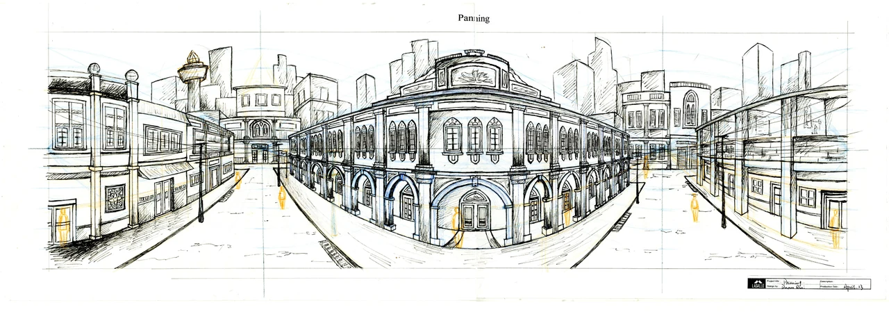 Panoramic street composition