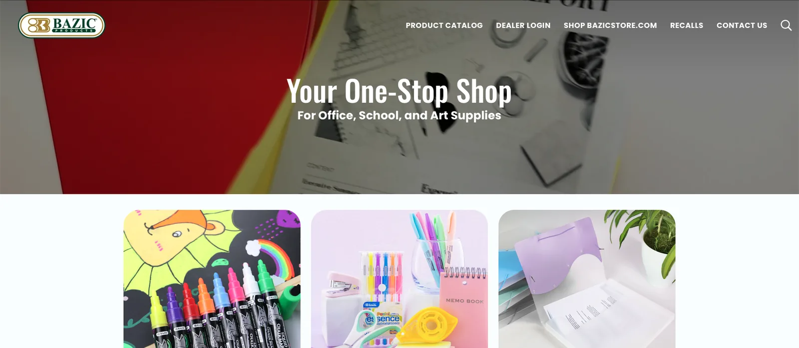 Live BAZIC corporate homepage showing the responsive Shopify experience