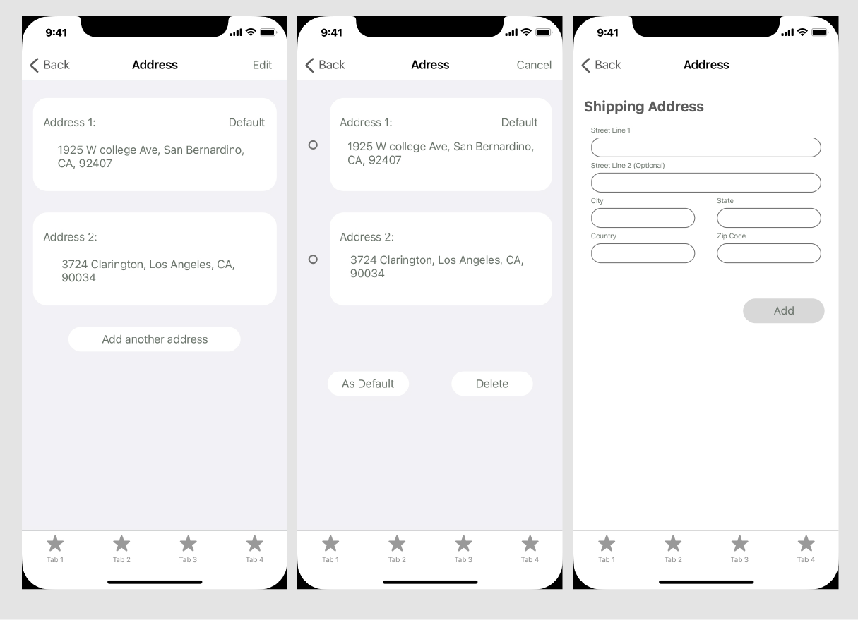 Choice commerce wireframes and interface exploration