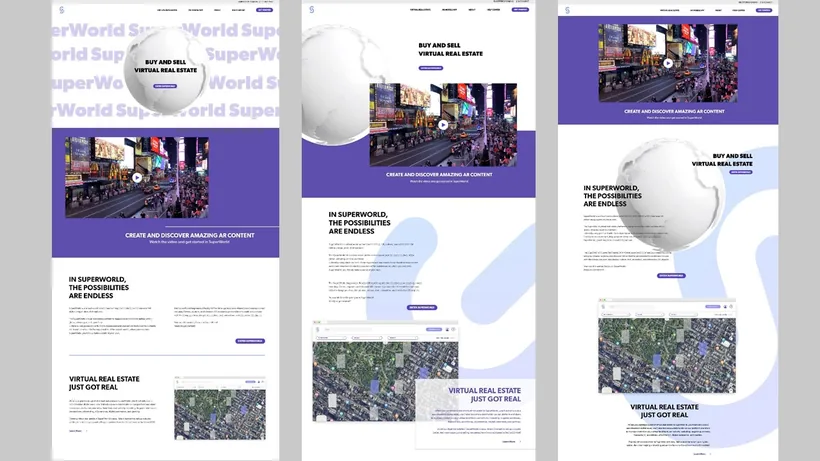 SuperWorld responsive UI design explorations