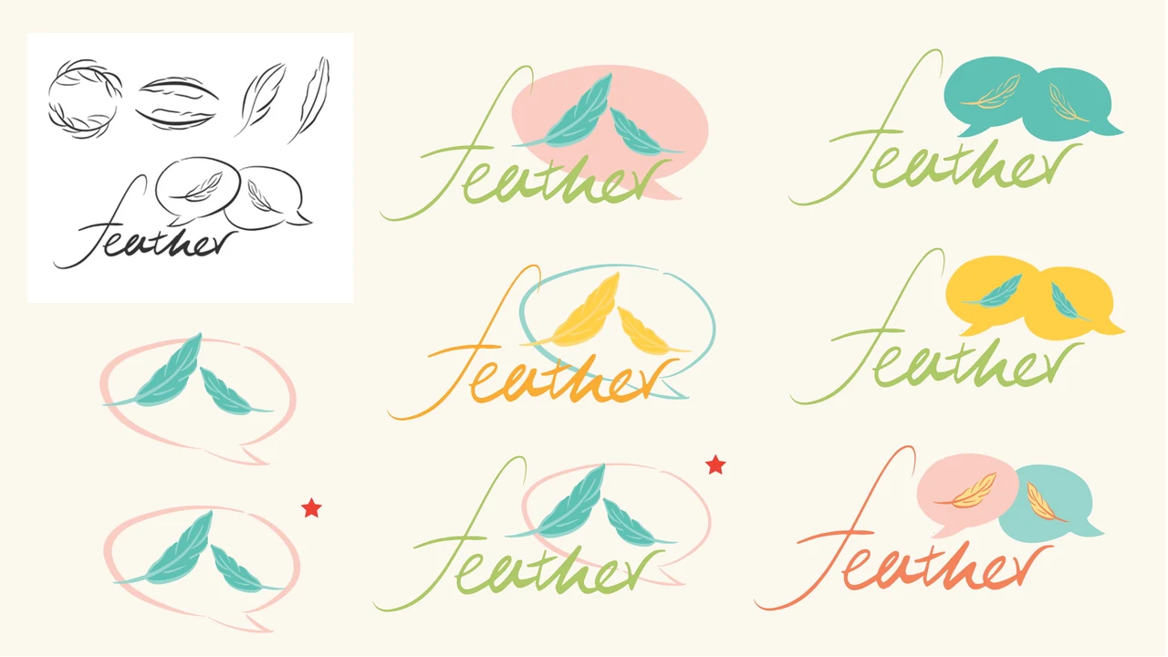 Feather identity logo exploration